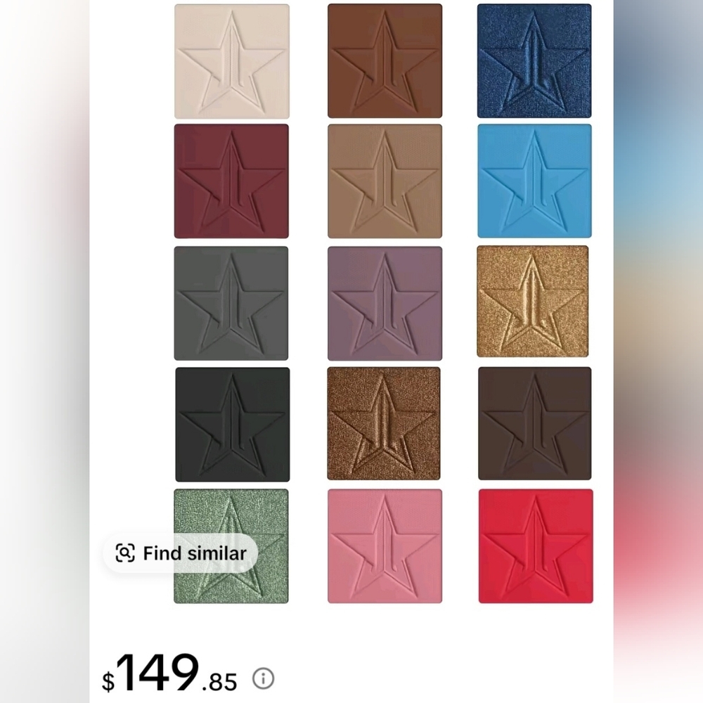 Jeffree Star Cosmetics Eyeshadow Singles Full Artistry Set (Free Liquid Lippies)